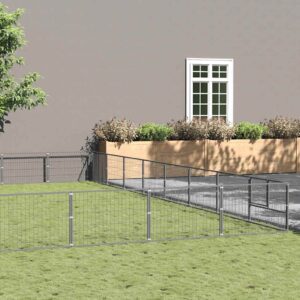 Ezüstszínű acél kutyakennel 72 m²