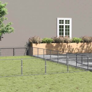 Ezüstszínű acél kutyakennel 80 m²