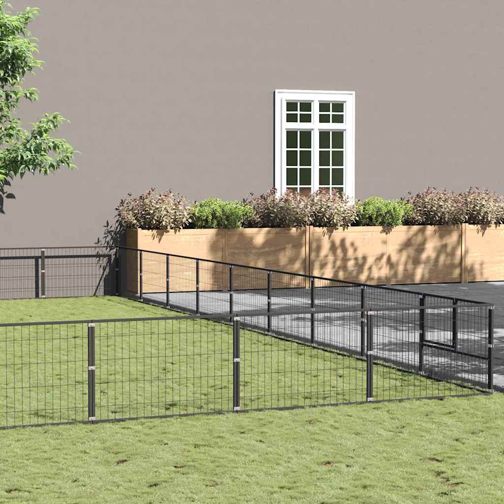 Fekete acél kutyakennel 81 m²