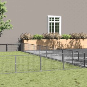 Ezüstszínű acél kutyakennel 81 m²