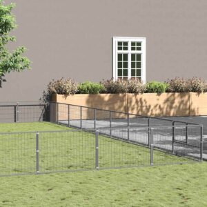 Ezüstszínű acél kutyakennel 90 m²