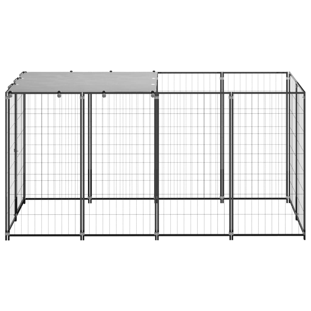 Fekete acél kutyakennel 2,42 m² - Image 2