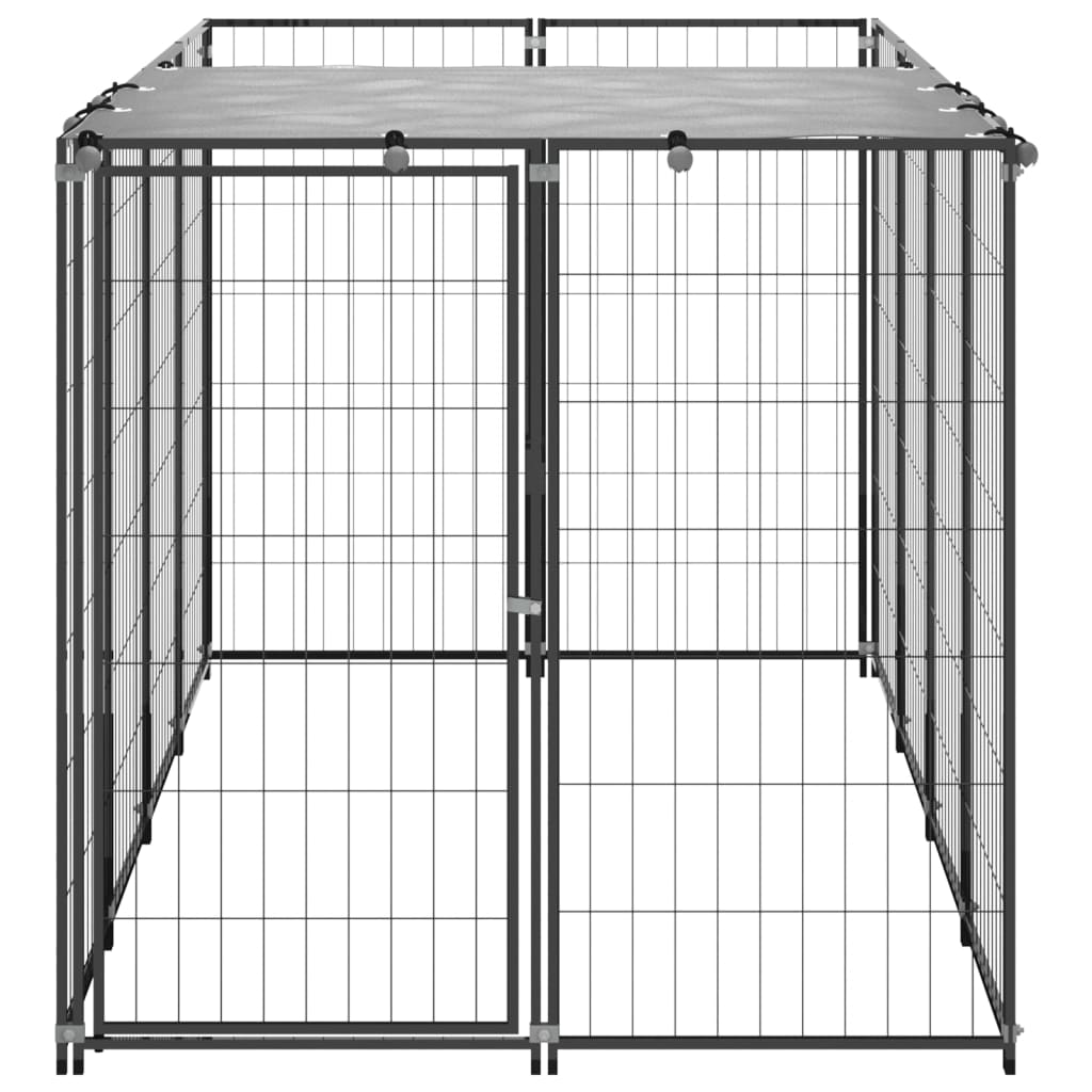 Fekete acél kutyakennel 2,42 m² - Image 3