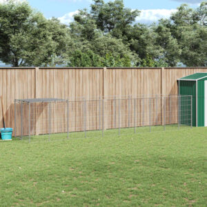 Ezüstszínű acél kutyakennel 6,05 m²