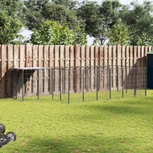 Fekete acél kutyakennel 8,47 m²