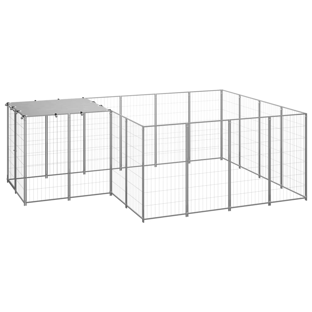 Ezüstszínű acél kutyakennel 6,05 m²