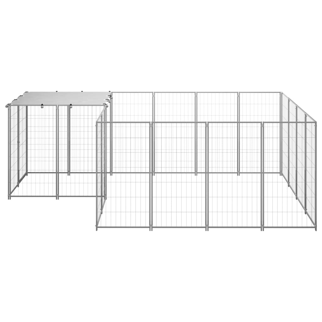 Ezüstszínű acél kutyakennel 6,05 m² - Image 2