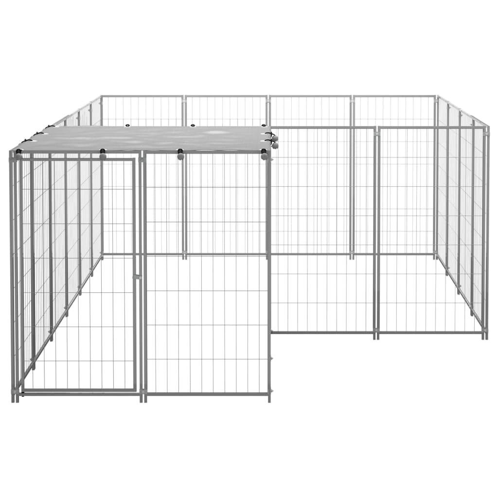 Ezüstszínű acél kutyakennel 6,05 m² - Image 3