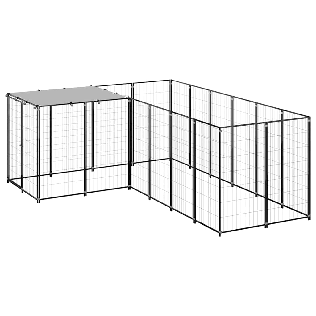Fekete acél kutyakennel 4,84 m² - Image 2