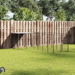 Fekete acél kutyakennel 8,47 m²