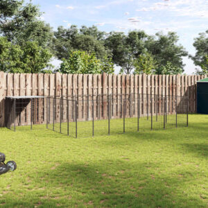 Fekete acél kutyakennel 15,73 m²
