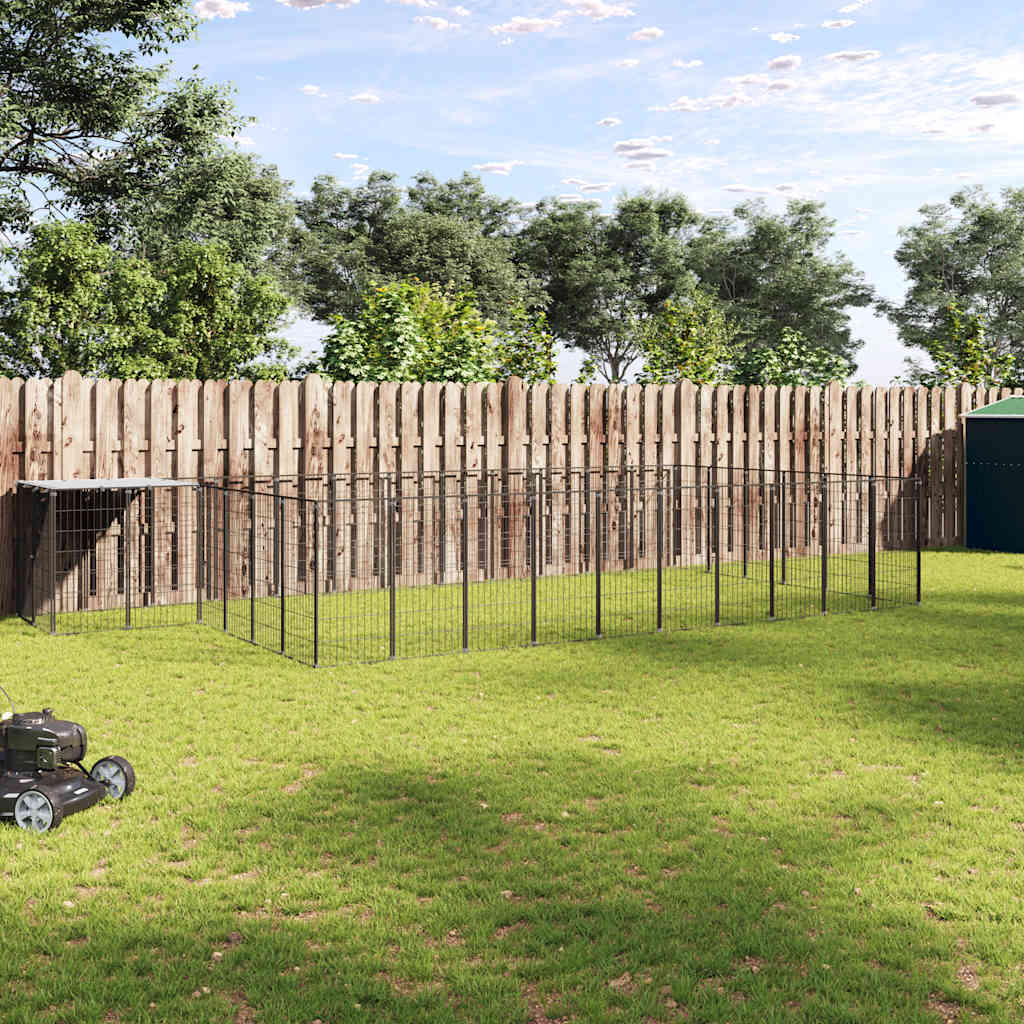 Fekete acél kutyakennel 19,36 m²
