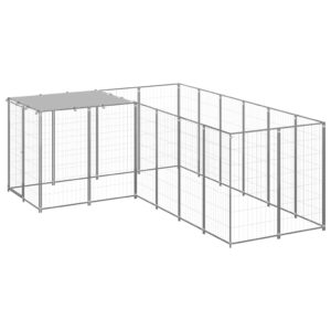 Ezüstszínű acél kutyakennel 4,84 m²