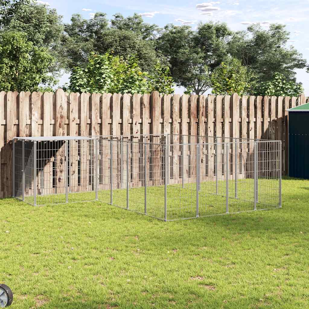 Ezüstszínű acél kutyakennel 8,47 m²