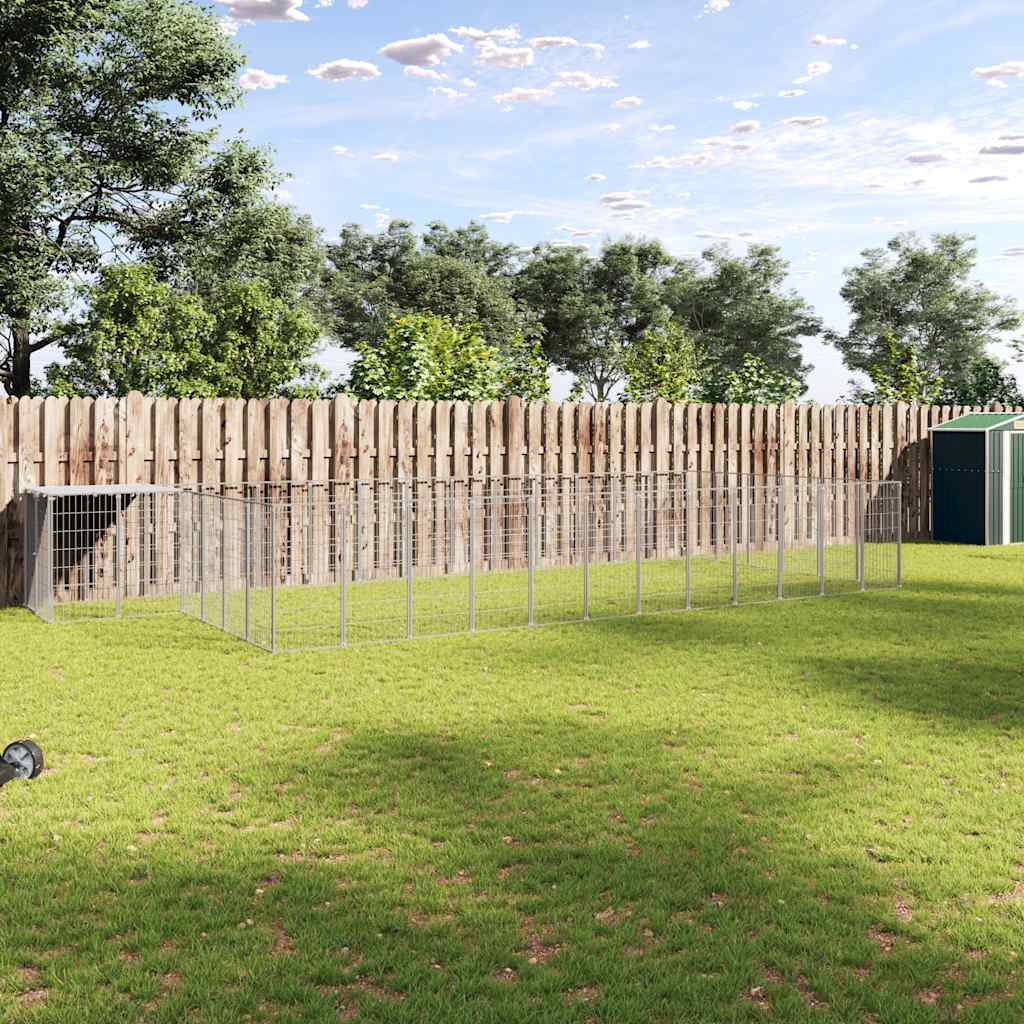 Ezüstszínű acél kutyakennel 22,99 m²