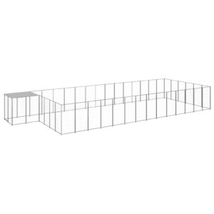 Ezüstszínű acél kutyakennel 26,62 m²