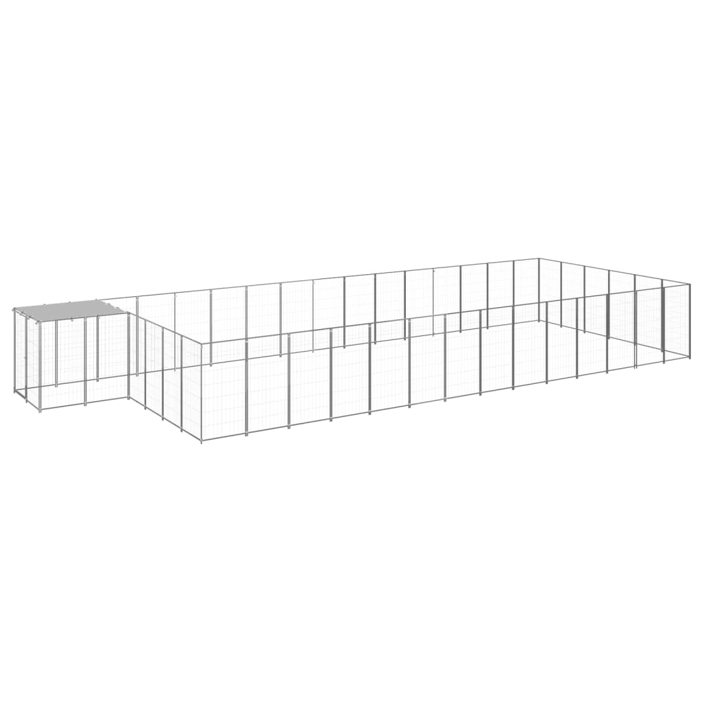 Ezüstszínű acél kutyakennel 26,62 m²