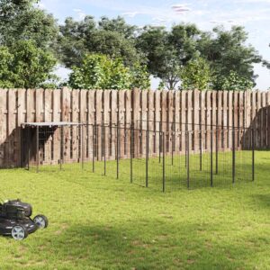 Fekete acél kutyakennel 10,89 m²