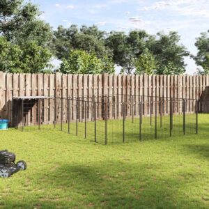 Fekete acél kutyakennel 15,73 m²