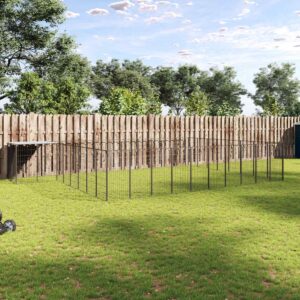 Fekete acél kutyakennel 25,41 m²