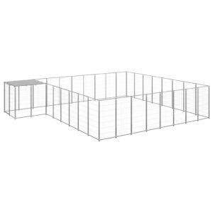 Ezüstszínű acél kutyakennel 20,57 m²