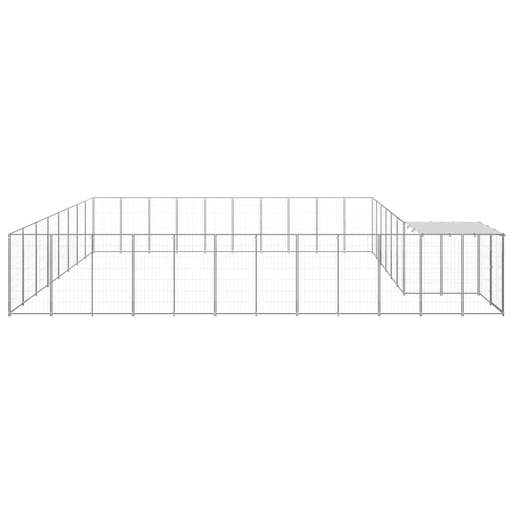 Ezüstszínű acél kutyakennel 25,41 m² - Image 4