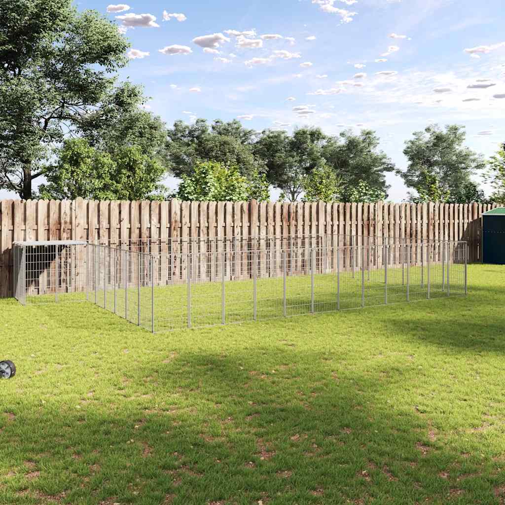 Ezüstszínű acél kutyakennel 25,41 m²
