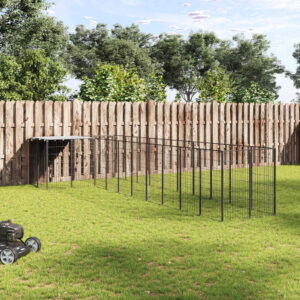 Fekete acél kutyakennel 7,26 m²
