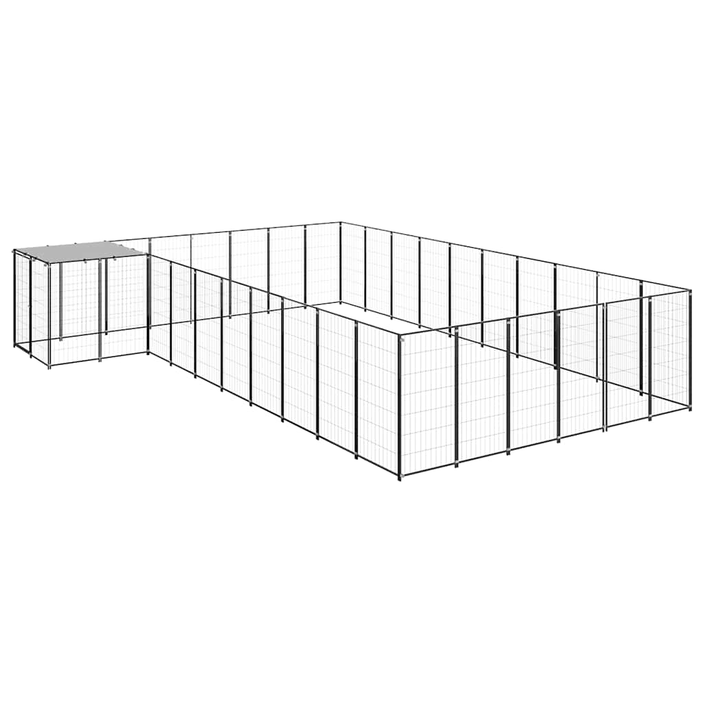 Fekete acél kutyakennel 19,36 m² - Image 2