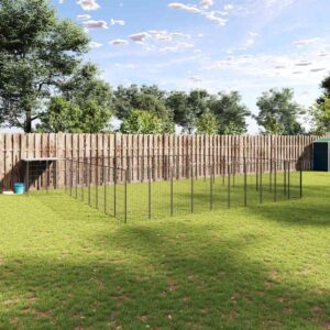 Fekete acél kutyakennel 31,46 m²