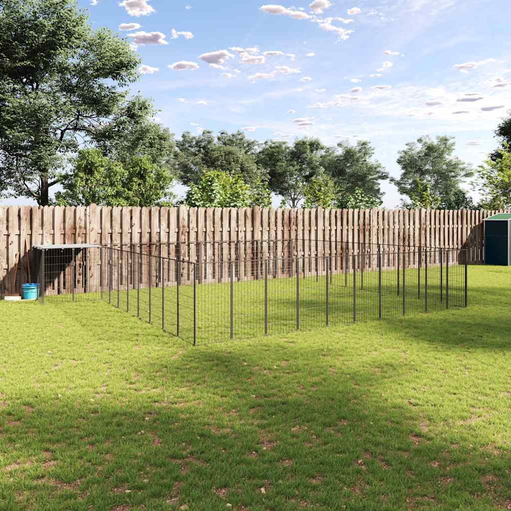 Fekete acél kutyakennel 31,46 m²