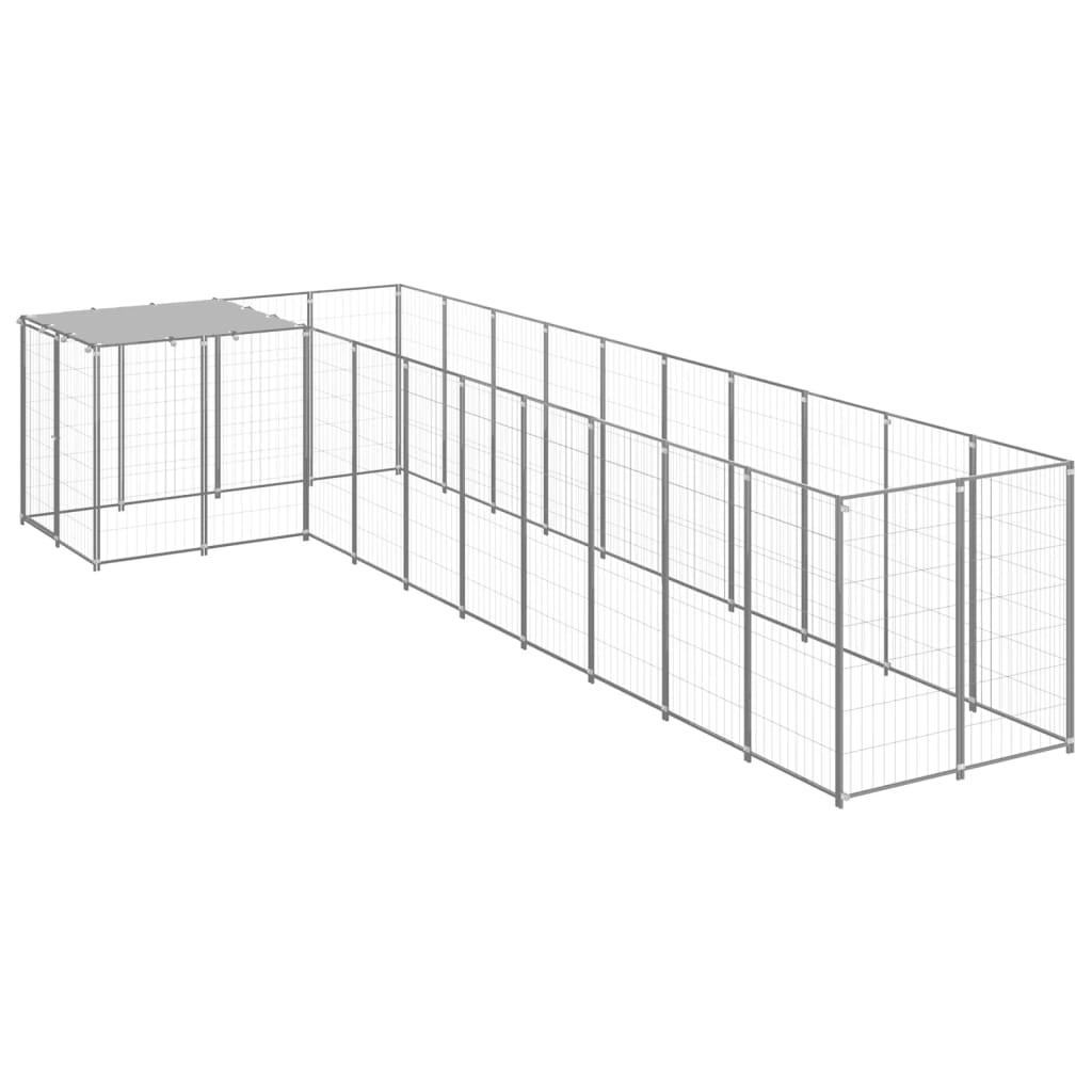 Ezüstszínű acél kutyakennel 7,26 m²