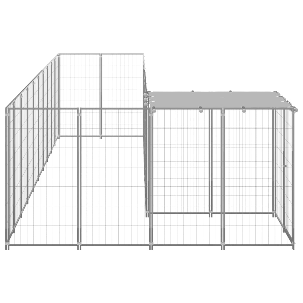 Ezüstszínű acél kutyakennel 7,26 m² - Image 3