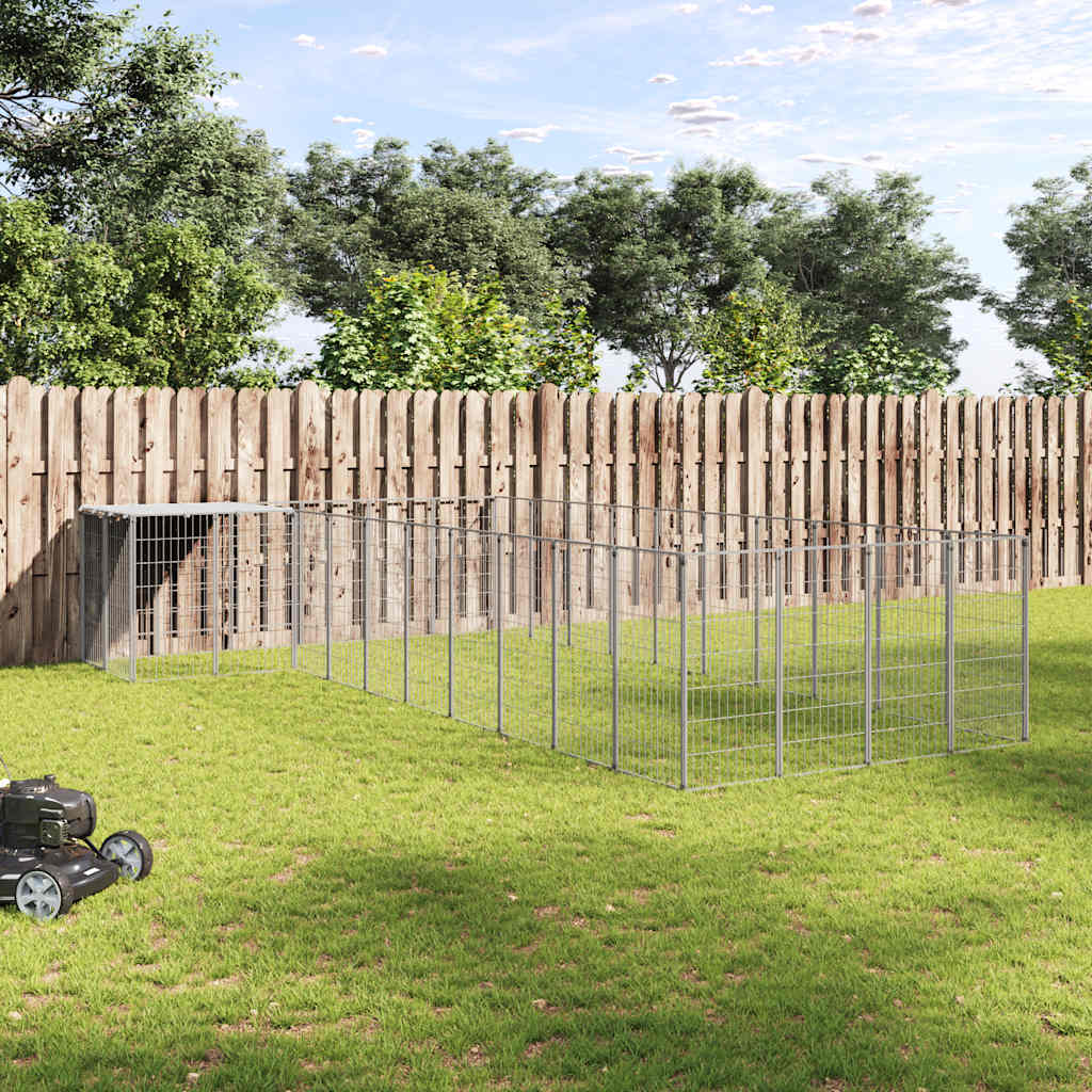 Ezüstszínű acél kutyakennel 13,31 m²