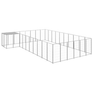Ezüstszínű acél kutyakennel 19,36 m²