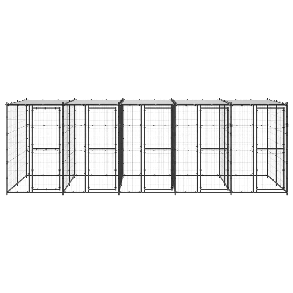 Kültéri acél kutyakennel tetővel 12,1 m² - Image 2