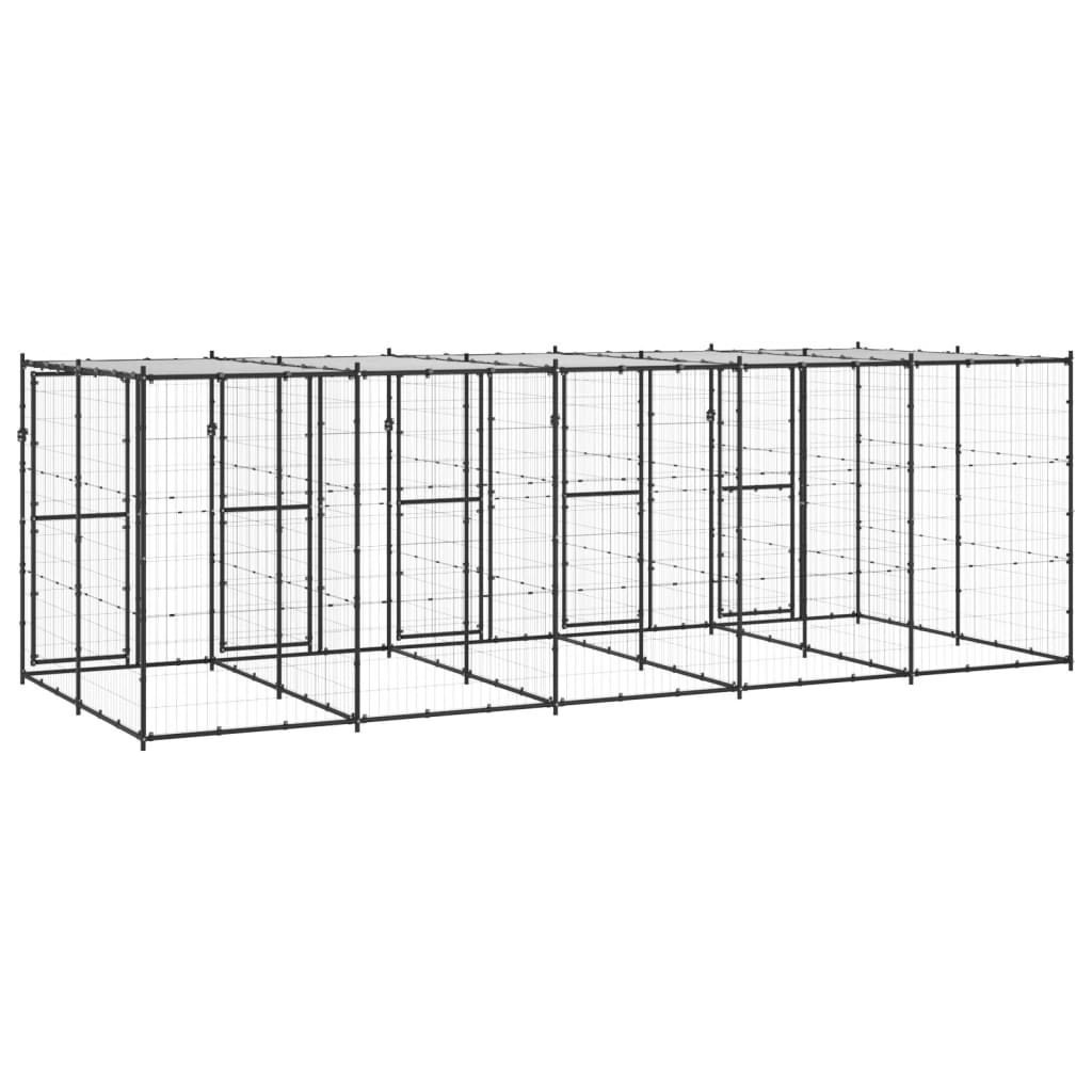 Kültéri acél kutyakennel tetővel 12,1 m² - Image 3