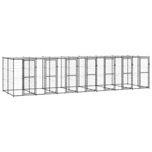 Kültéri acél kutyakennel tetővel 16,94 m²