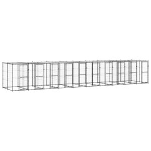 Kültéri acél kutyakennel tetővel 24,2 m²