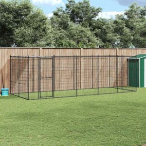 Kültéri acél kutyakennel tetővel 12,1 m²