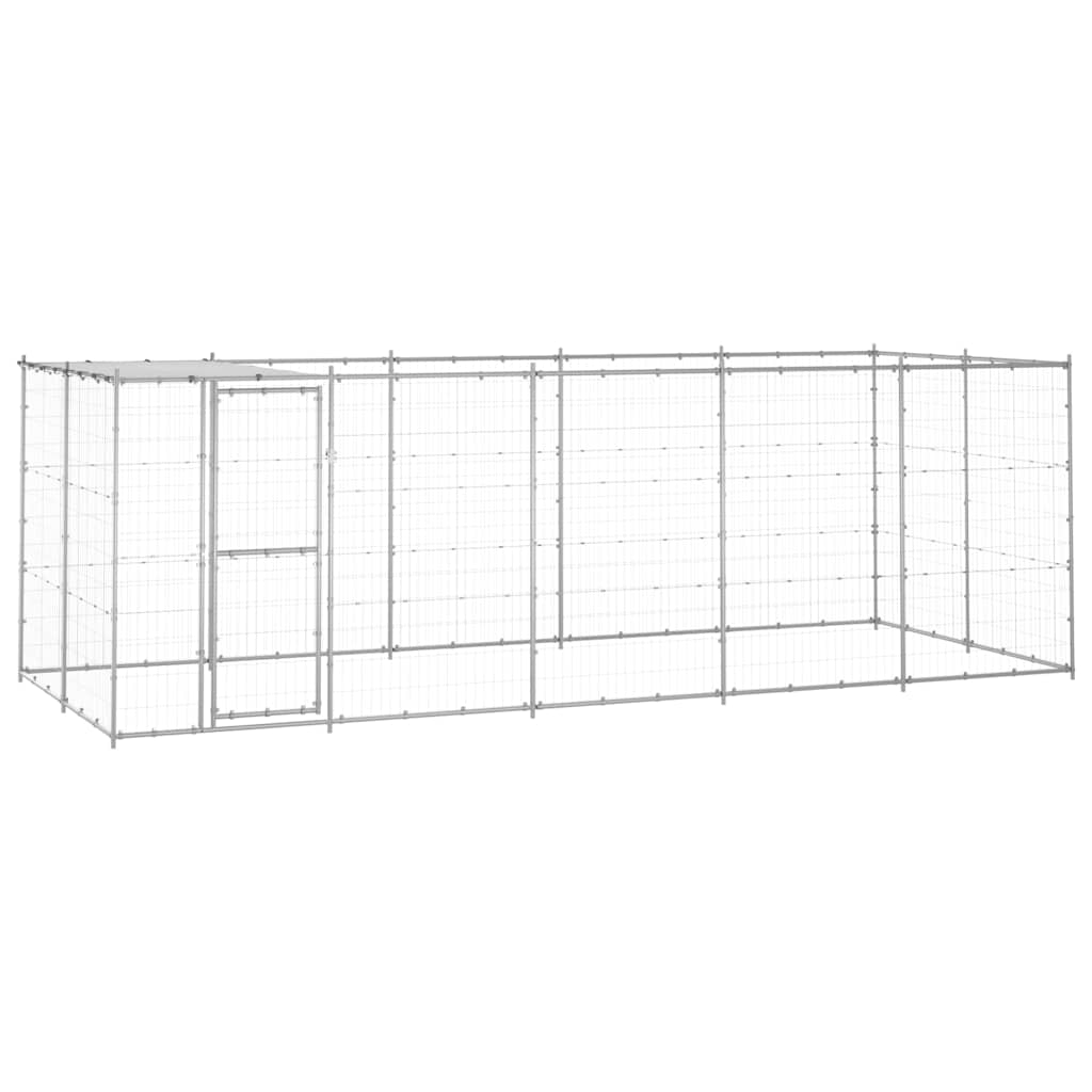 Kültéri horganyozott acél kutyakennel tetővel 12,1 m² - Image 2