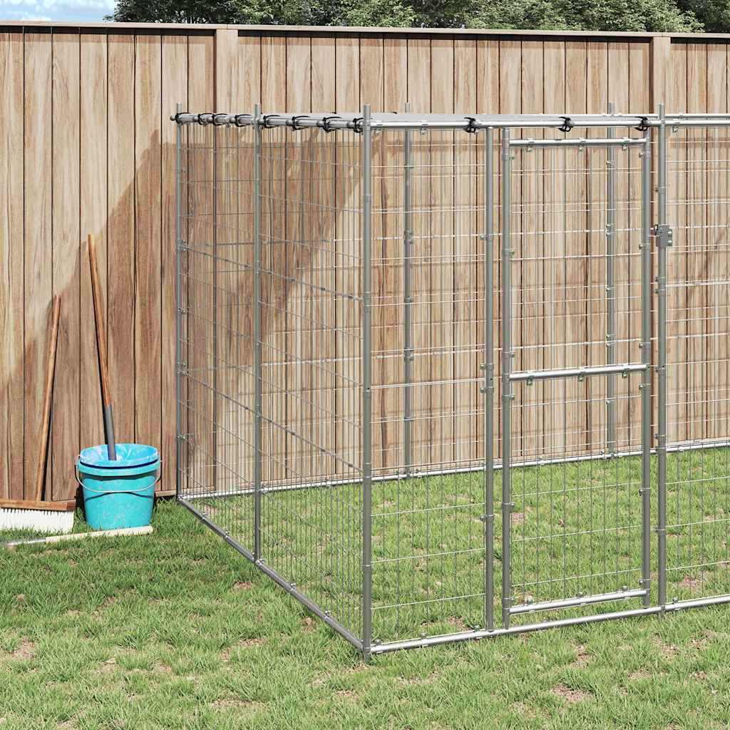 Kültéri horganyozott acél kutyakennel tetővel 12,1 m² - Image 3
