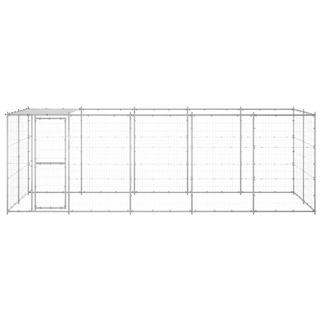 Kültéri horganyozott acél kutyakennel tetővel 12,1 m² - Image 4