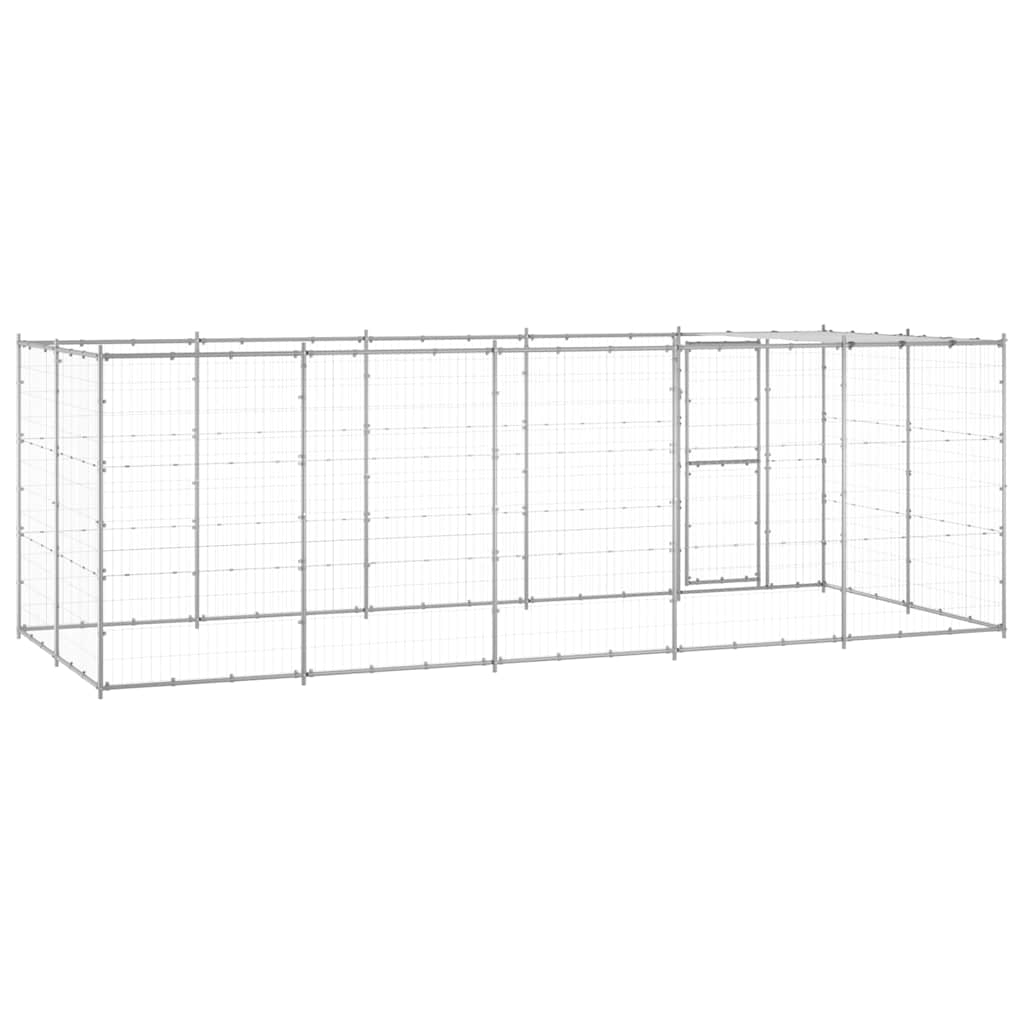 Kültéri horganyozott acél kutyakennel tetővel 12,1 m² - Image 5