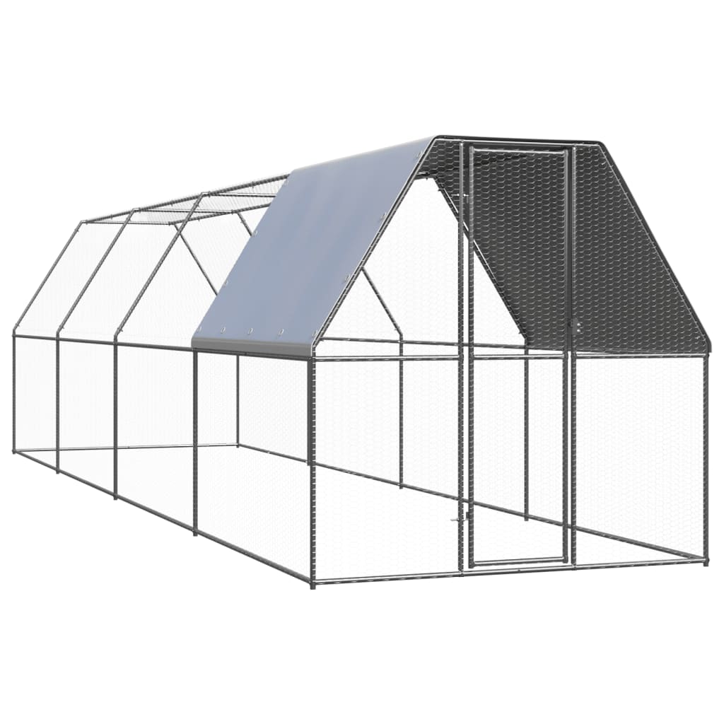 Kültéri horganyzott acél tyúkól 2 x 8 x 2 m