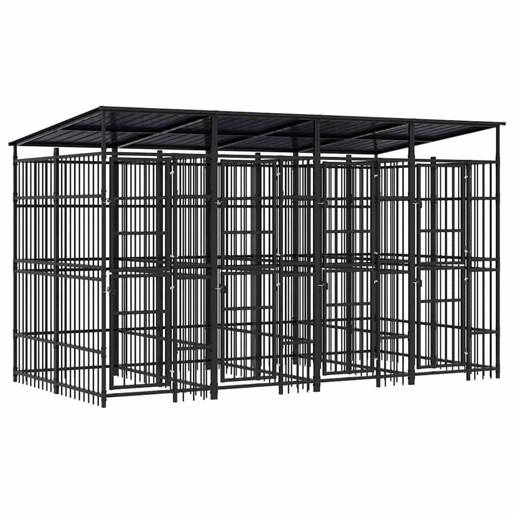 Acél kültéri kutyakennel tetővel 7,37 m² - Image 2
