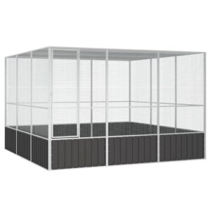Antracitszürke horganyzott acél madárketrec 302,5x324,5x211,5cm