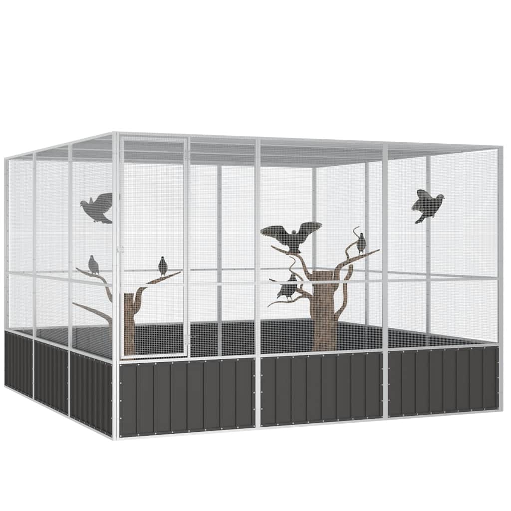 Antracitszürke horganyzott acél madárketrec 302,5x324,5x211,5cm - Image 5
