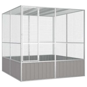 Szürke horganyzott acél madárketrec 213,5x217,5x211,5 cm