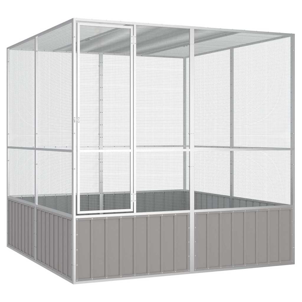 Szürke horganyzott acél madárketrec 213,5x217,5x211,5 cm